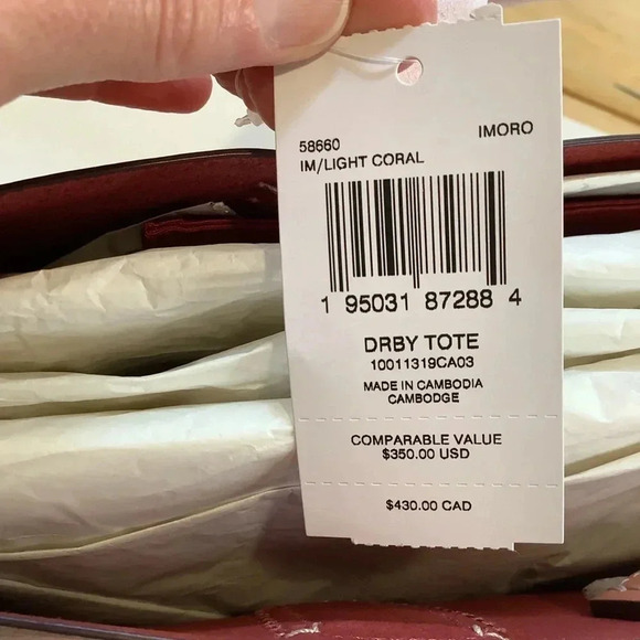 COACH Derby Pebbled Leather Shoulder Tote in Light Coral - Picture 13 of 16